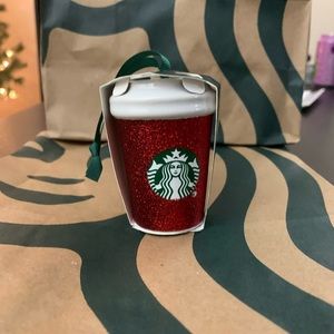 Starbucks 2019 holiday red glitter ornament